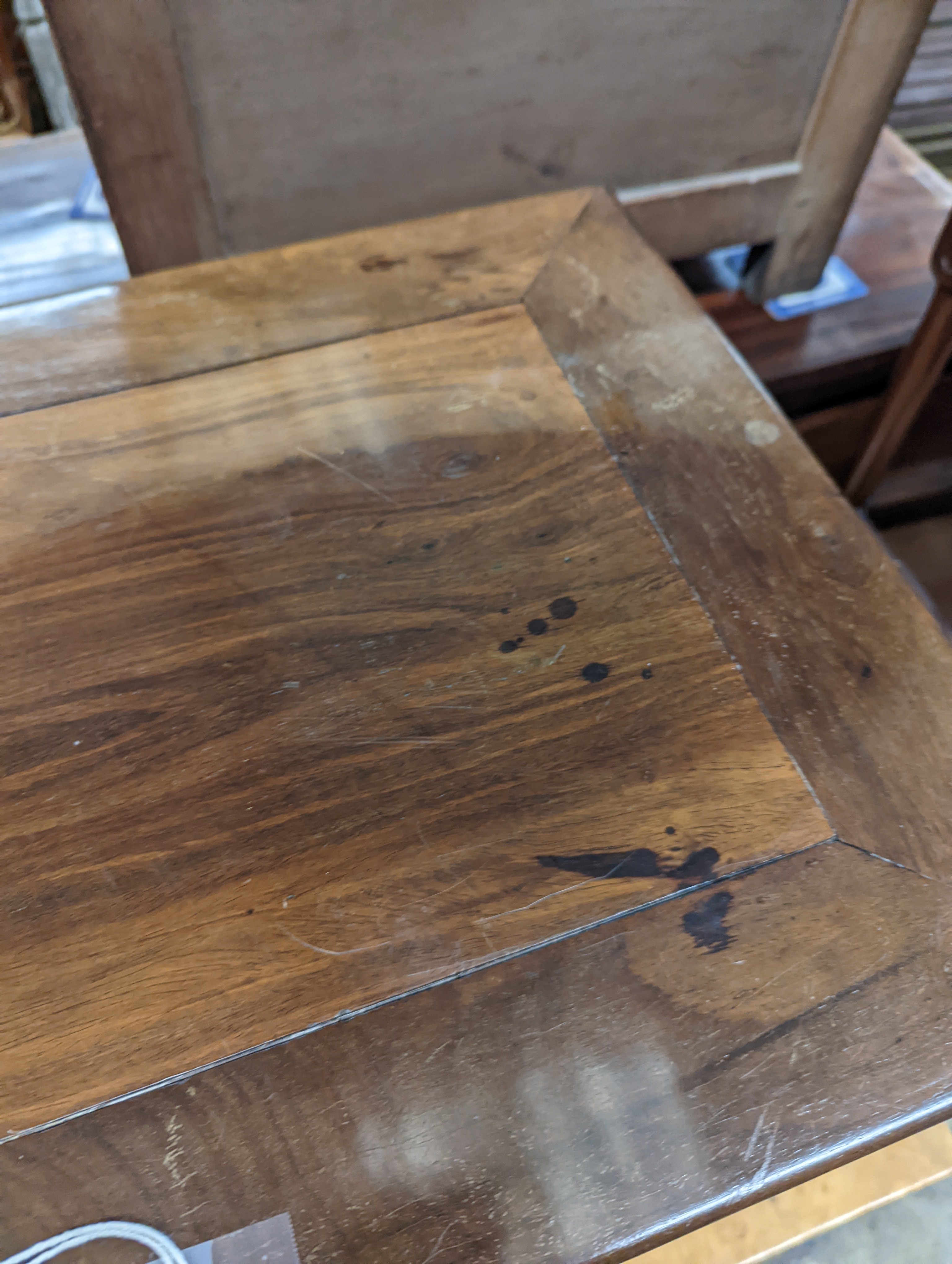 A Chinese square hardwood occasional table, width 41cm, height 52cm